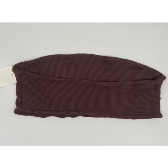 Naked Wardrobe Tube Top Women Sz Large Brown Ribbed Stretch Sleeveless - Picture 3 of 10